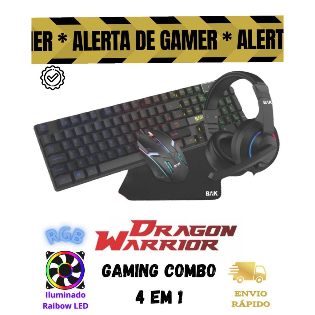 Combo Gamer Periféricos Teclado Mouse Rgb Mouse Pad Headset 4 em 1