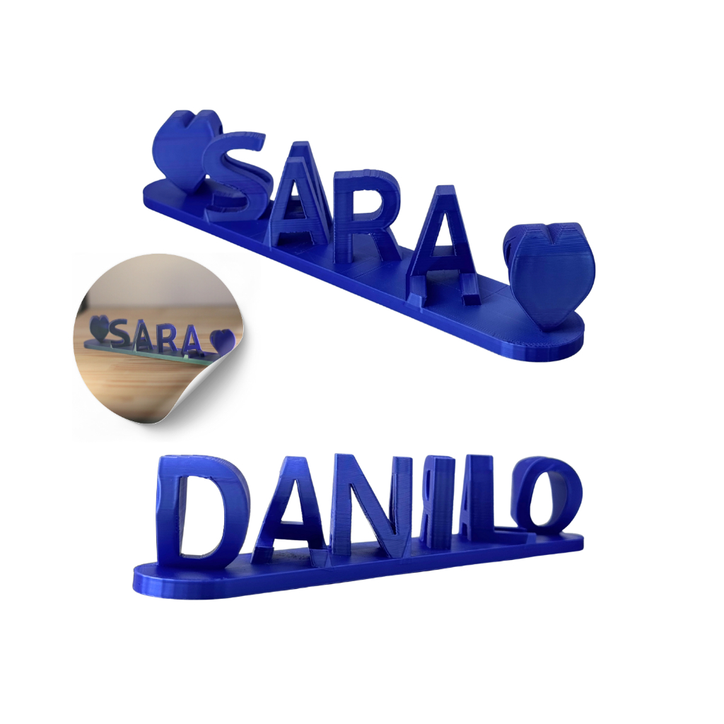 Placa 3d Com 2 Nomes Decorativa Com Efeito Óptico