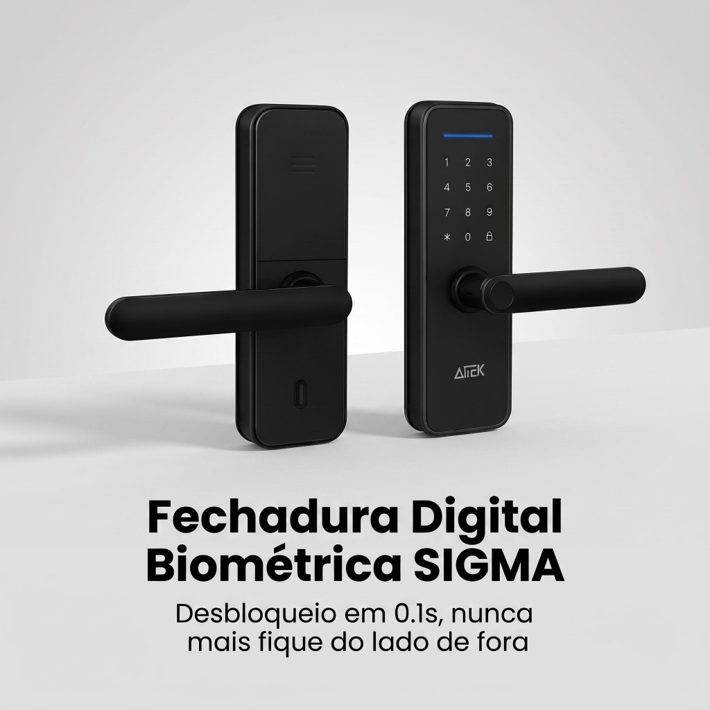 Fechadura Inteligente Digital Biometria Tag Chave Tradicional Senha SIGMA-FE05