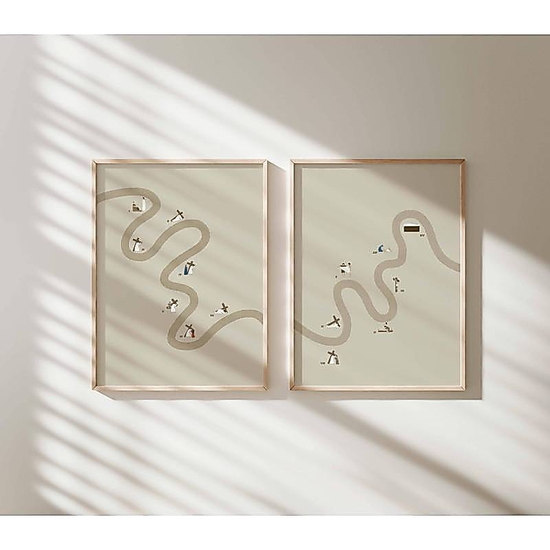 Bible Lost Sheep Winding Path Rescue Parable Minimalist Poster No Frame Canvas Wall Art Painting Religious Study Decor