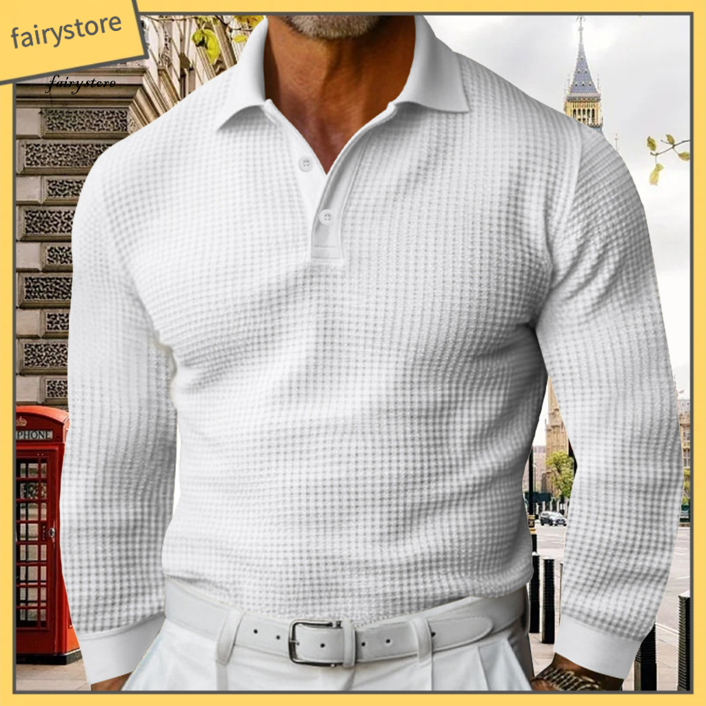 Breathable Men Shirt Polyester Men's Slim Fit V-neck Long Sleeve T-shirt Casual Muscle Tee for Work Daily Wear Vacation