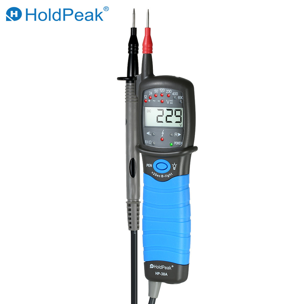 wowohome-BR HoldPeak Contact Auto-range LCD AC/DC Tensão Tester Detector Continuidade Teste Rotação de Fase