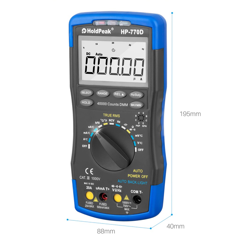 Multímetro Holdpeak Hp-770d True Rms - 40000 Counts