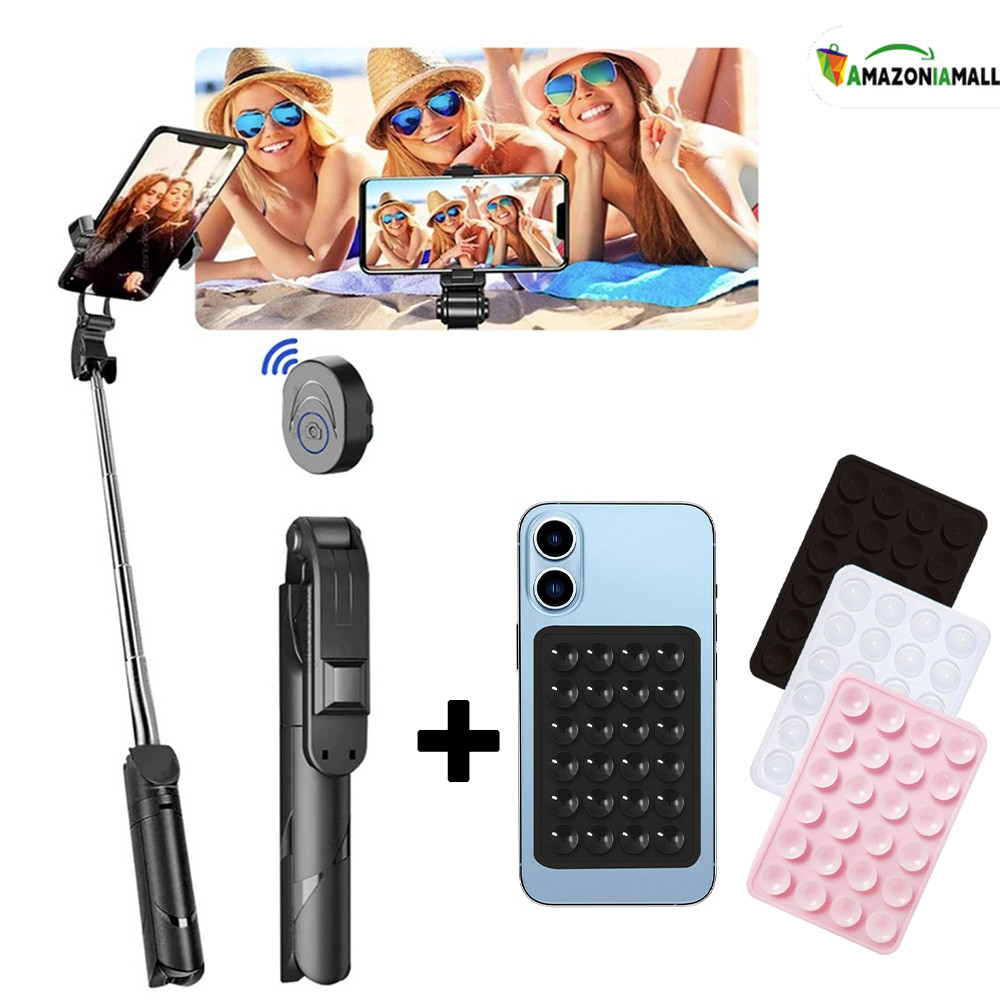 Tripé Selfie Stick Portátil Plegável com Controle Bluetooth Multifuncional para Smartphone