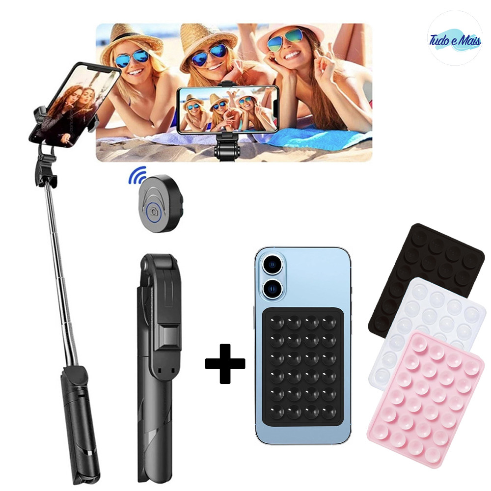 Tripé Selfie Stick Portátil Plegável com Controle Bluetooth Multifuncional para Smartphone