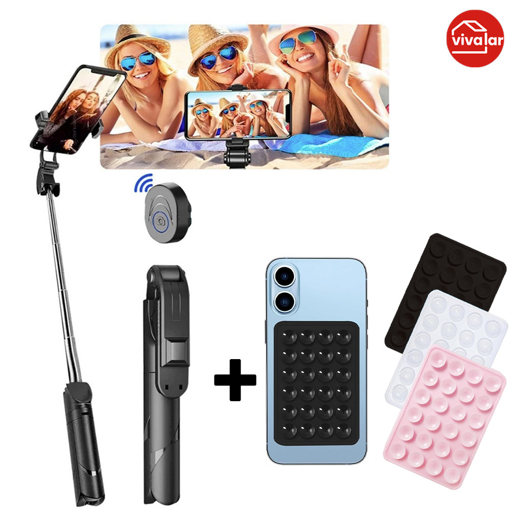 Tripé Selfie Stick Portátil Plegável com Controle Bluetooth Multifuncional para Smartphone