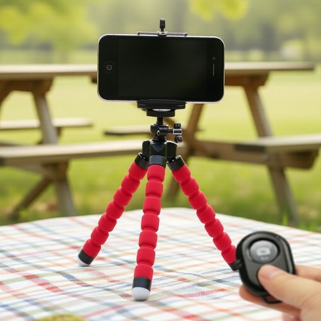 Mini Tripod Pau de Selfie com Montagem de Polvo Flexível de Esponja & Obturador Remoto Bluetooth para Smartphones