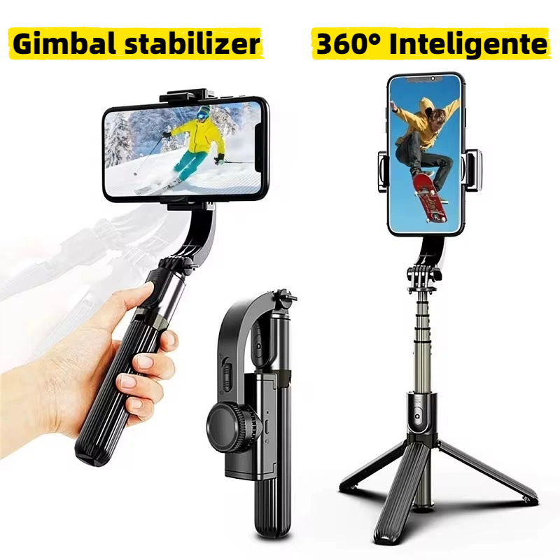Estabilizador Gimbal Smartphone Selfie Controle Bluetooth Com Tripé Rotação de 360° L08