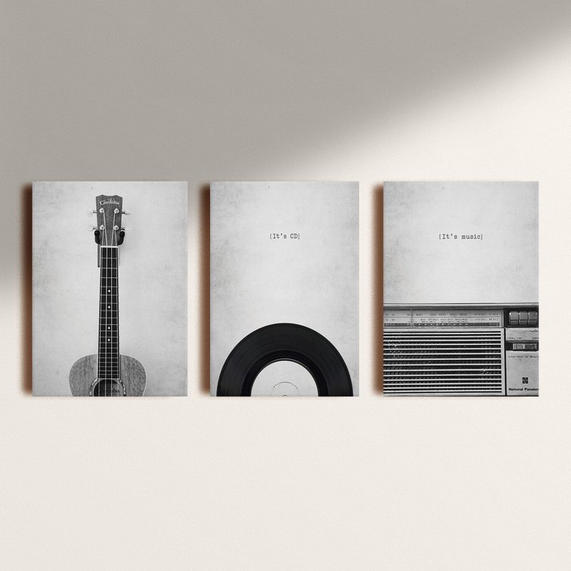 Kit Quadros Decorativo  SOUND 3 peças 20x30 mdf alta qualidade