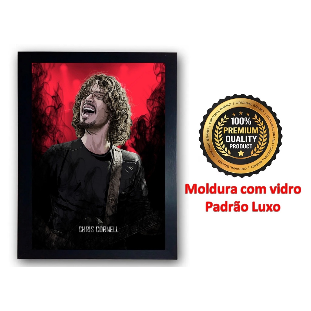 Quadro Rock Chris Cornell Sound Garden Audioslave Moldurado Grande A3 30x40 cm cod.1