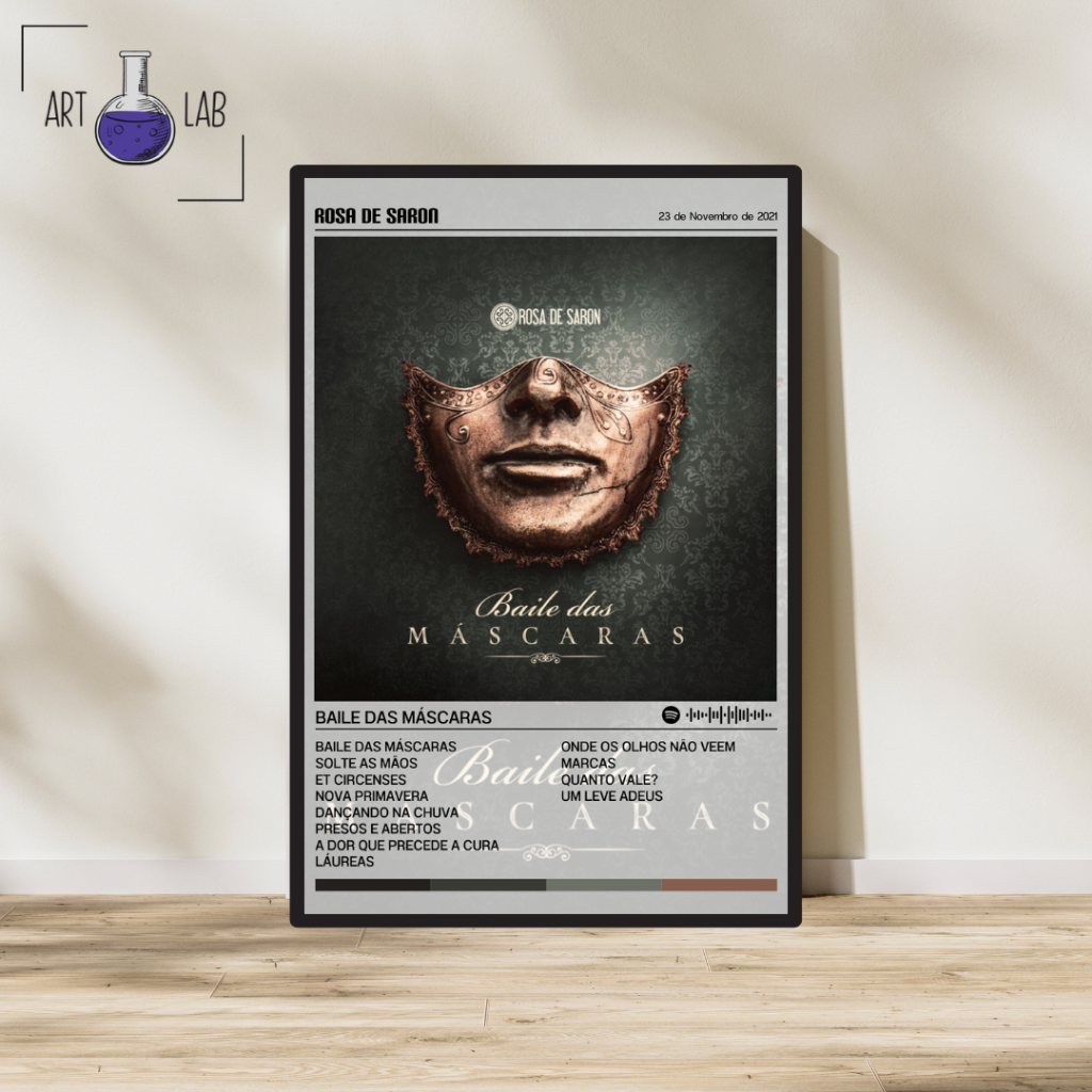 Quadro decorativo Rosa de Saron - Baile das Máscaras álbum moldura e vidro Spotify