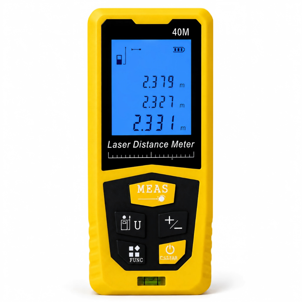 Medidor Laser de Distância 40M Handheld Digital Precisão com Nível Medição Área Volume Pitágoras Construção
