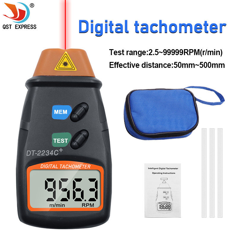 [Boutique] DT-2234C+Non-contact tachometer Laser speedometer Digital tachometer Handheld Photoelectric Tachometer UWEK