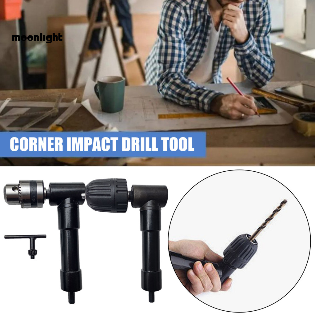 90 Degree Right Angle Drill Attachment with 0.8-10mm 3-jaw Chuck Corner Adapter for Tight Spaces Most Bits – Perfect f