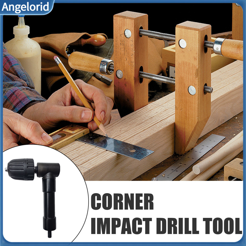 Professional Drill Corner Attachment 90 Degree Right Angle with 0.8-10mm 3-jaw Chuck Adapter for Tight Spaces Most Bits