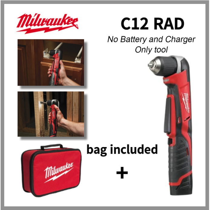 Milwaukee M12 C12 RAD SUB COMPACT RIGHT ANGLE Broca Saco Incluído (Sem Carregador , Bateria)