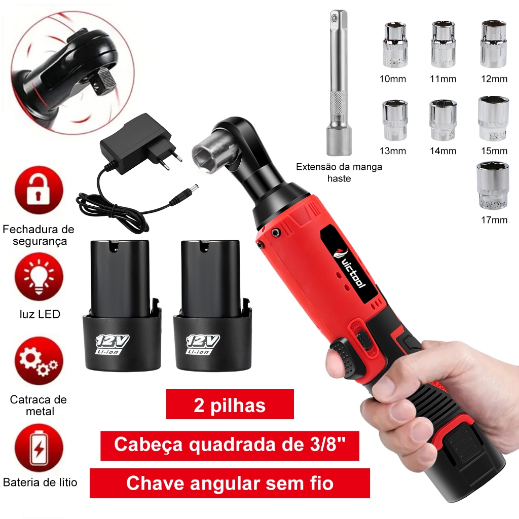 (Ready Stock)12V Cordless Right Angle Electric Wrench 35NM 3/8