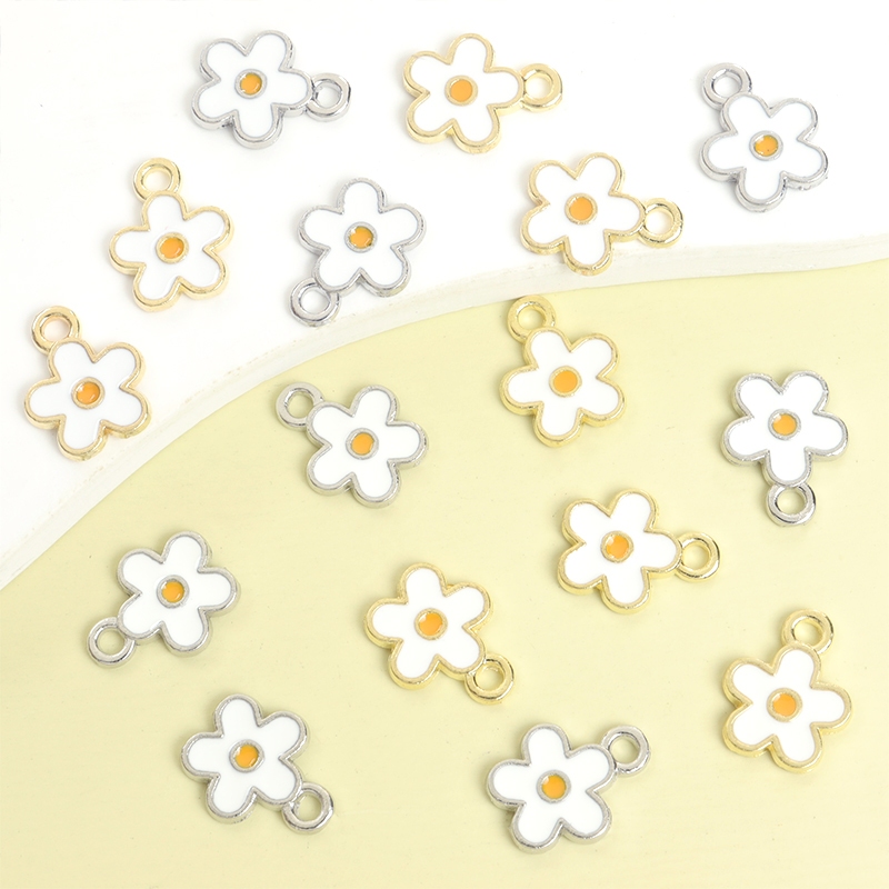 20 Peças Pingentes Esmaltados Refrescantes Brancos Frangipani Mini Plumeria DIY Primavera Verão Elegante