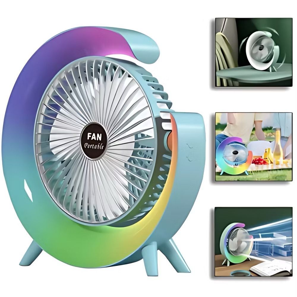 Mini Ventilador de Mesa Silencioso Portátil Colorido Led RGB P.HQ