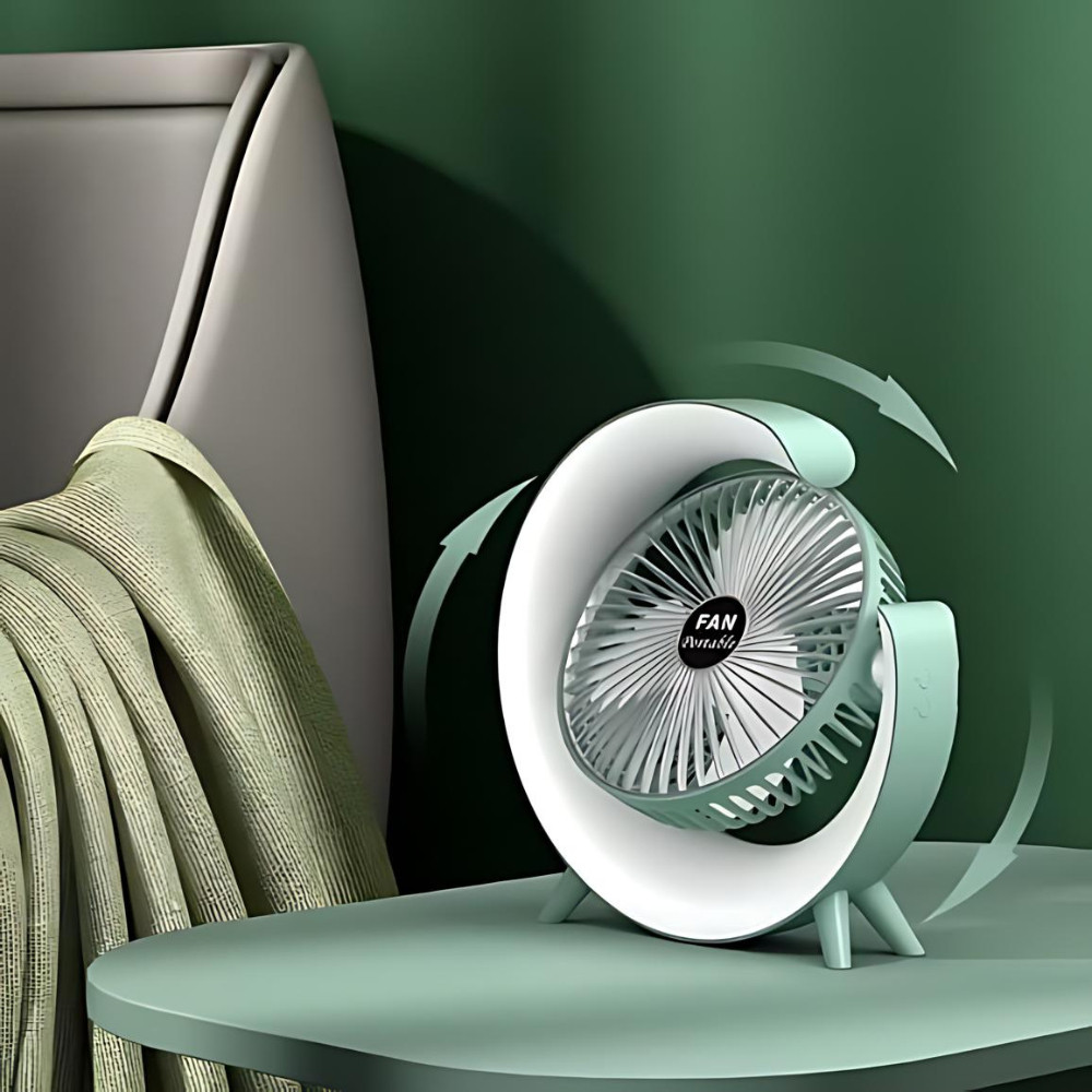 Mini Ventilador de Mesa Silencioso Portátil Colorido Led Colorida RGB Desktop Vento Fresco
