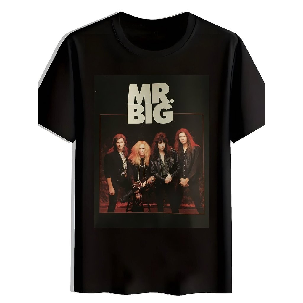 Camiseta Masculina Mr Big Banda Heavy Metal Punk Poliéster Estampada Preta Confortável Estilosa Divertida Concertos