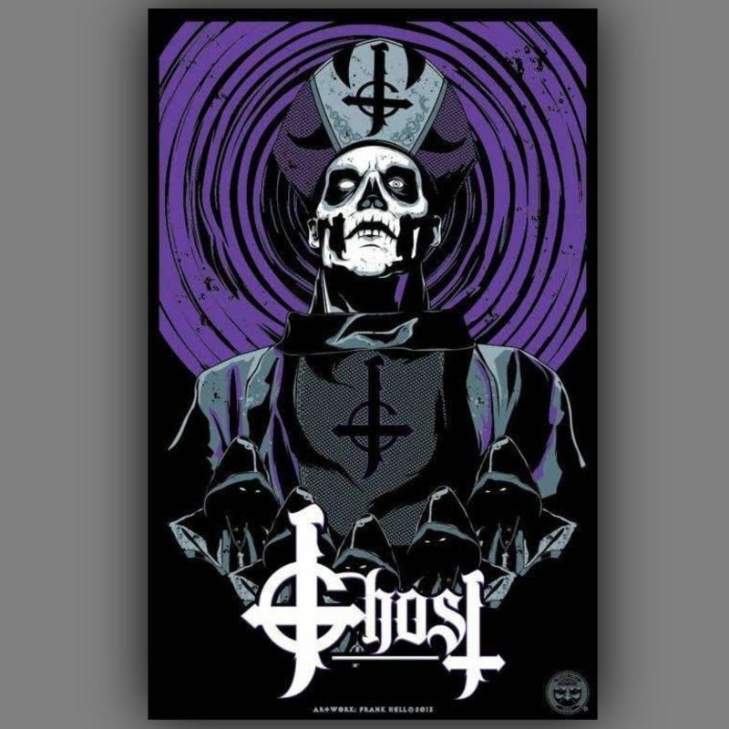 Poster Ghost 42x30cm Tamanho Grande Capa de Álbum Ceremony And Devotion Meliora Banda Heavy Metal Rock Doom Hard Pop Papa Emeritus Mary On A Cross Cartaz Premium Wallpaper Big Size Posters Parede