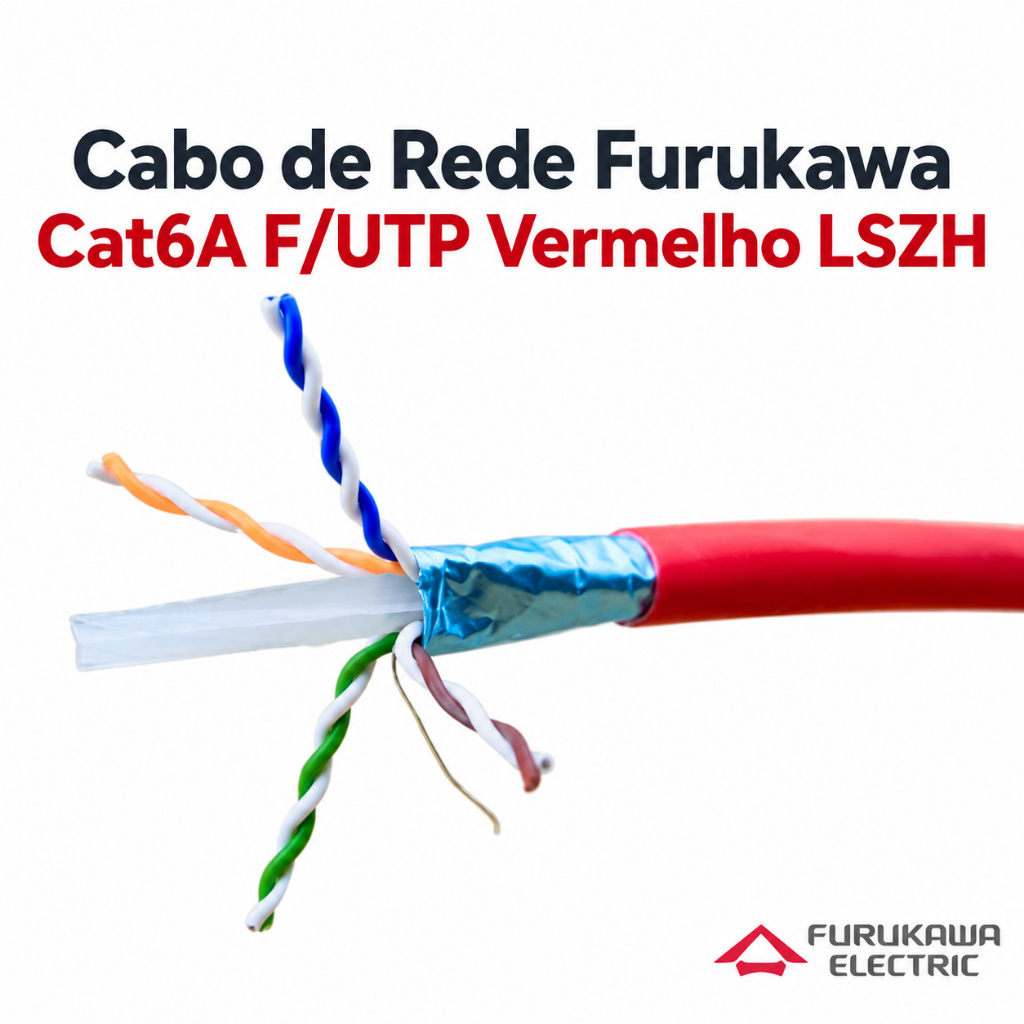 Cabo de Rede Furukawa Cat6A F/UTP Vermelho LSZH 25M / 50M / 75M / 100M