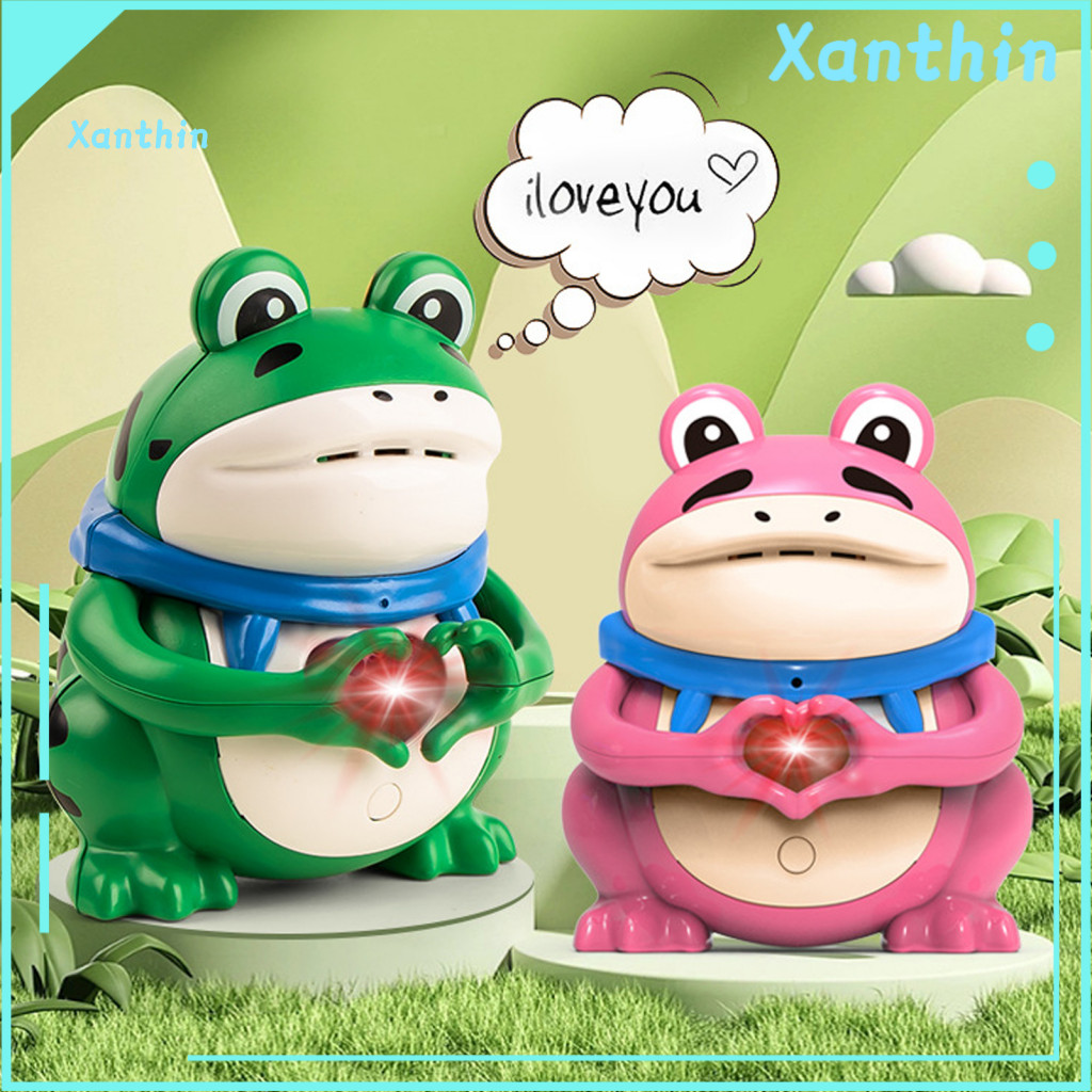 Light Up Frog Toy Kids Movable Heart Gesture Voice Talking Glowing Gift for Qixi Festival Valentine’s Day Girlfriend C