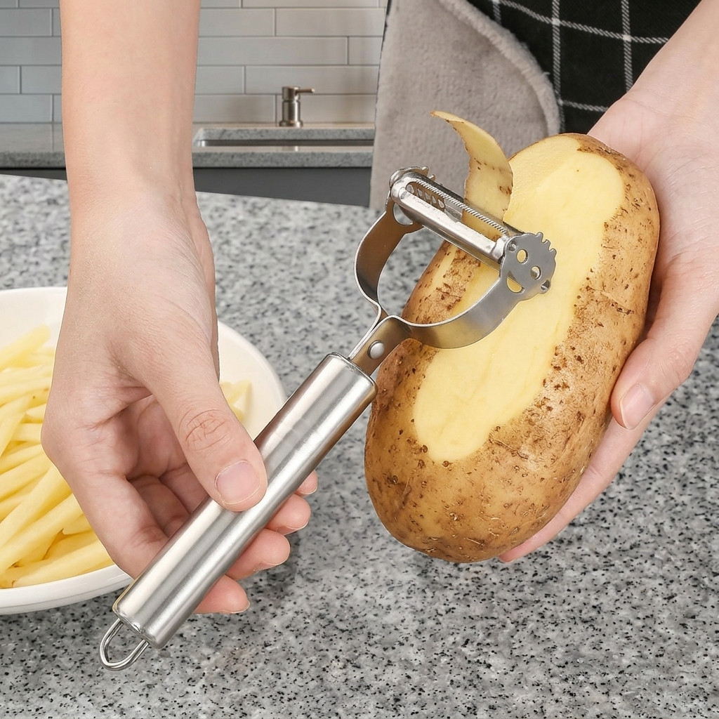 Multifunctional 2 In 1 Peeler, Stainless Steel Material with Double Movable Blades for Vegetable and Fruit Processing