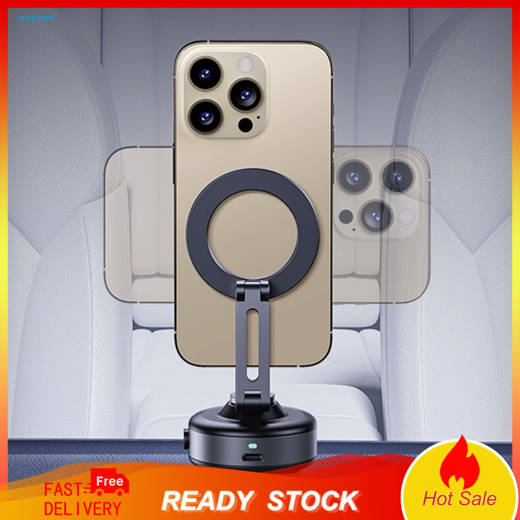 Magnetic Car Phone Mount Extendable Telescopic Holder Electric with 16 Strong N52 Magnets 360° Rotating for Smartphones