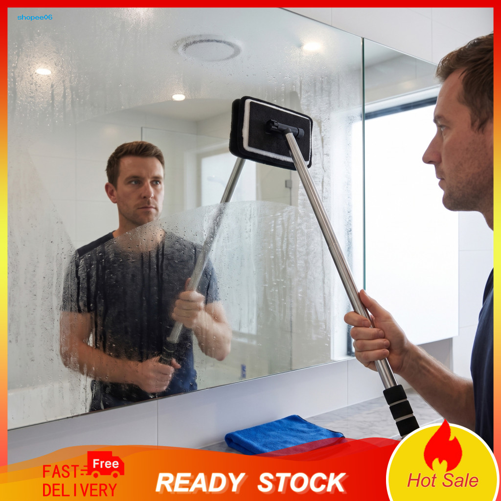 Car Detailing Supplies Windshield Tool Window Cleaner with Extendable Handle 180° Rotating Brush Microfiber Pad for Ext