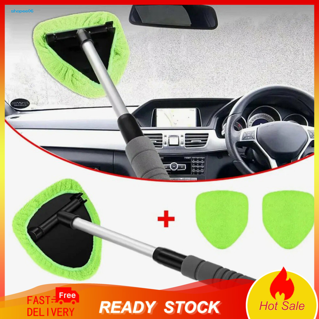 Car Cleaner Windshield Tool with Extendable Handle Microfiber Pad – Easy Grip Reusable Glass Brush for Windows Mirrors