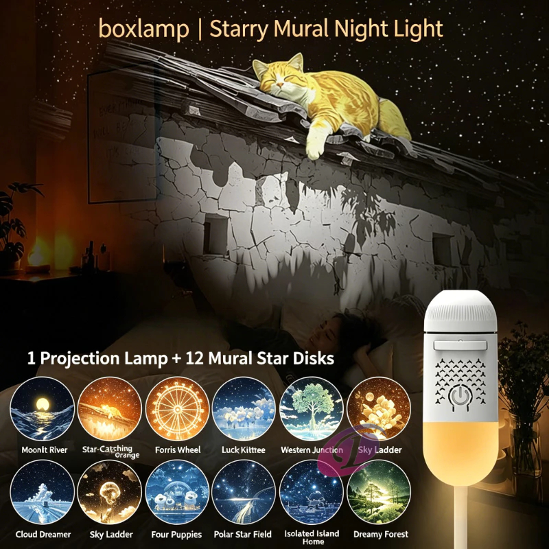 2 in 1 Mini Starry Sky Galaxy Projector, HD Mural Projector Lamp Bedroom Living Room Home Decoration Ambient Light