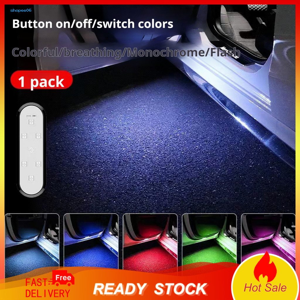 Vehicle Wireless Door Warning Light Auto Ambient 1 or 2 Pcs Car Lights 7 Colors Sensor Super Bright Magnetic Sill Courte