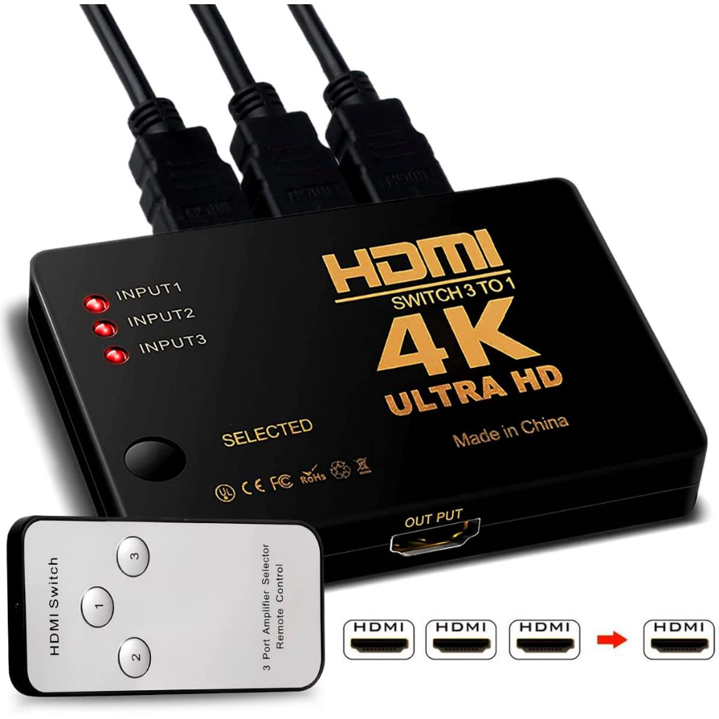Switch Hdmi Adaptador Hub 5x1 Splitter 4k Com Controle