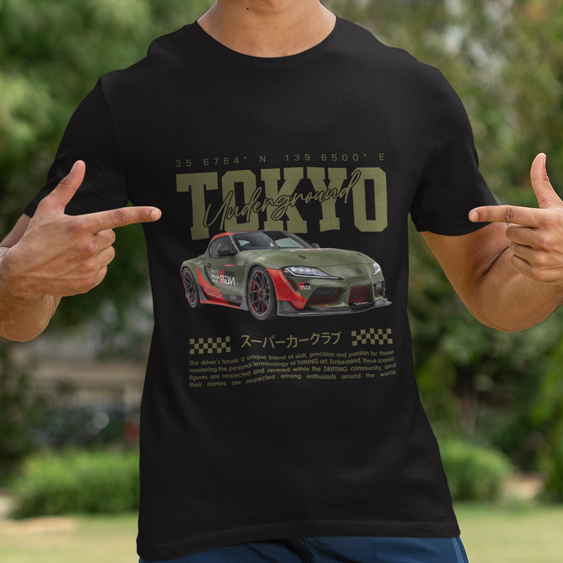Blusa Tokyo supercar verde militar drift, camisa urbana, t-shirt