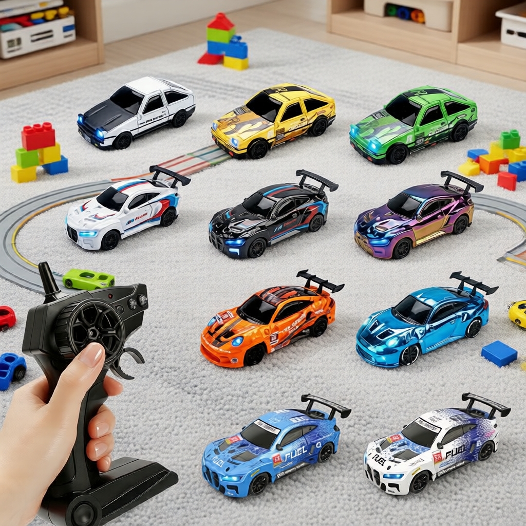 Carro RC Drift 1:64 4WD, Modelo de Corrida Mini Controle Remoto 2.4G, Alta Velocidade, Presente de Verão Perfeito para