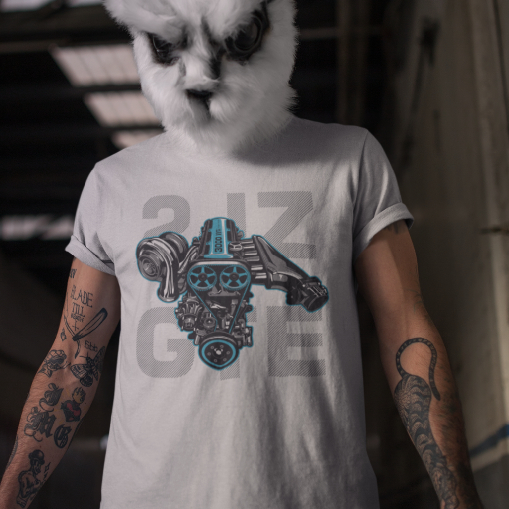 Tshirt Masculina Estampada Motor 2JZ GTE Estilo Racing Streetwear Carros Turbo Drift Esportivo