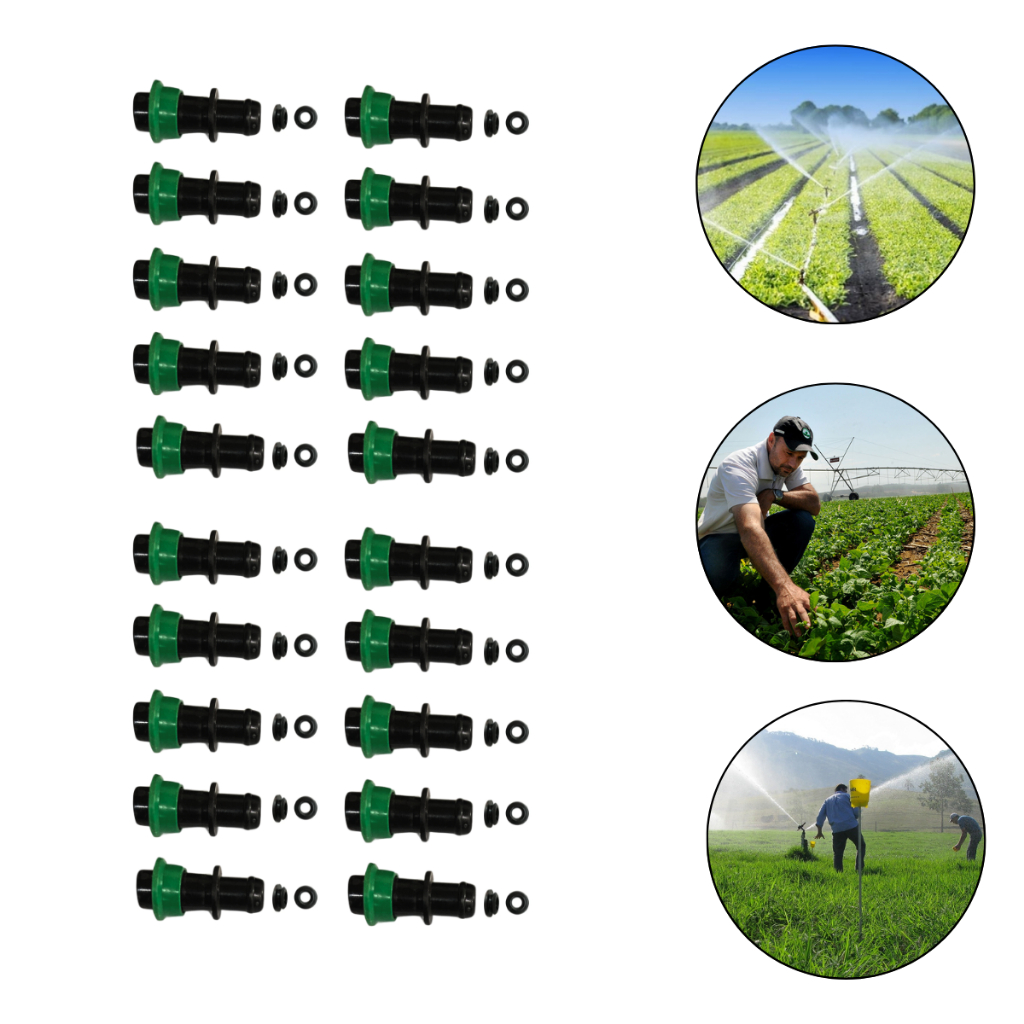 Kit Inicial de Linha com Anel Vedação 16mm Passagem Plena irrigação 20 Unidades
