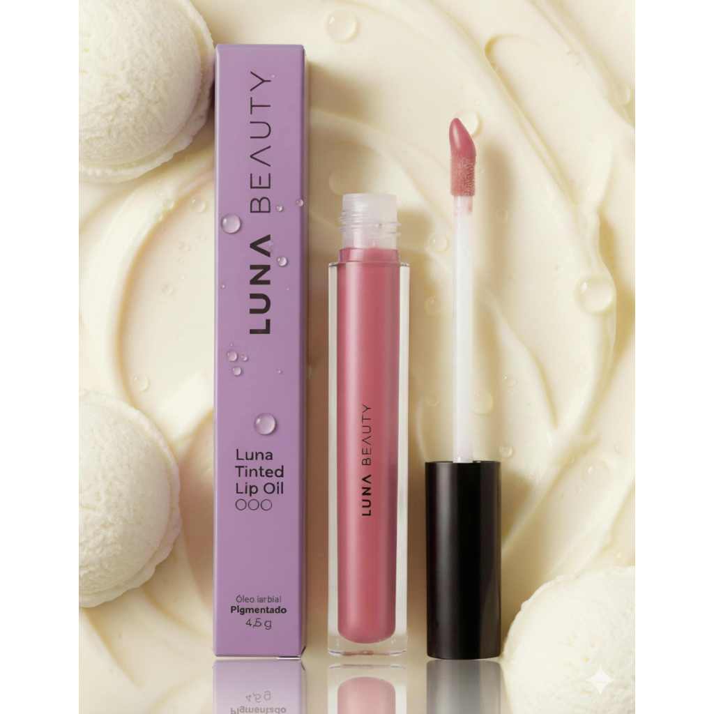 Lip Oil Luna Beauty Beleza Rara Rosa Clássico Ultra Pigmentado Gloss Batom Brilho