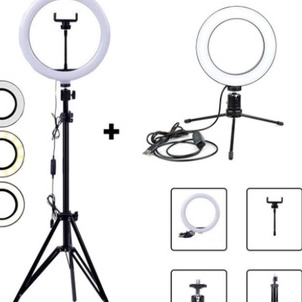 Ring Light Professional 26Cm Com Suporte Para Celular E 1 Ring Light 16Cm Com Tripé