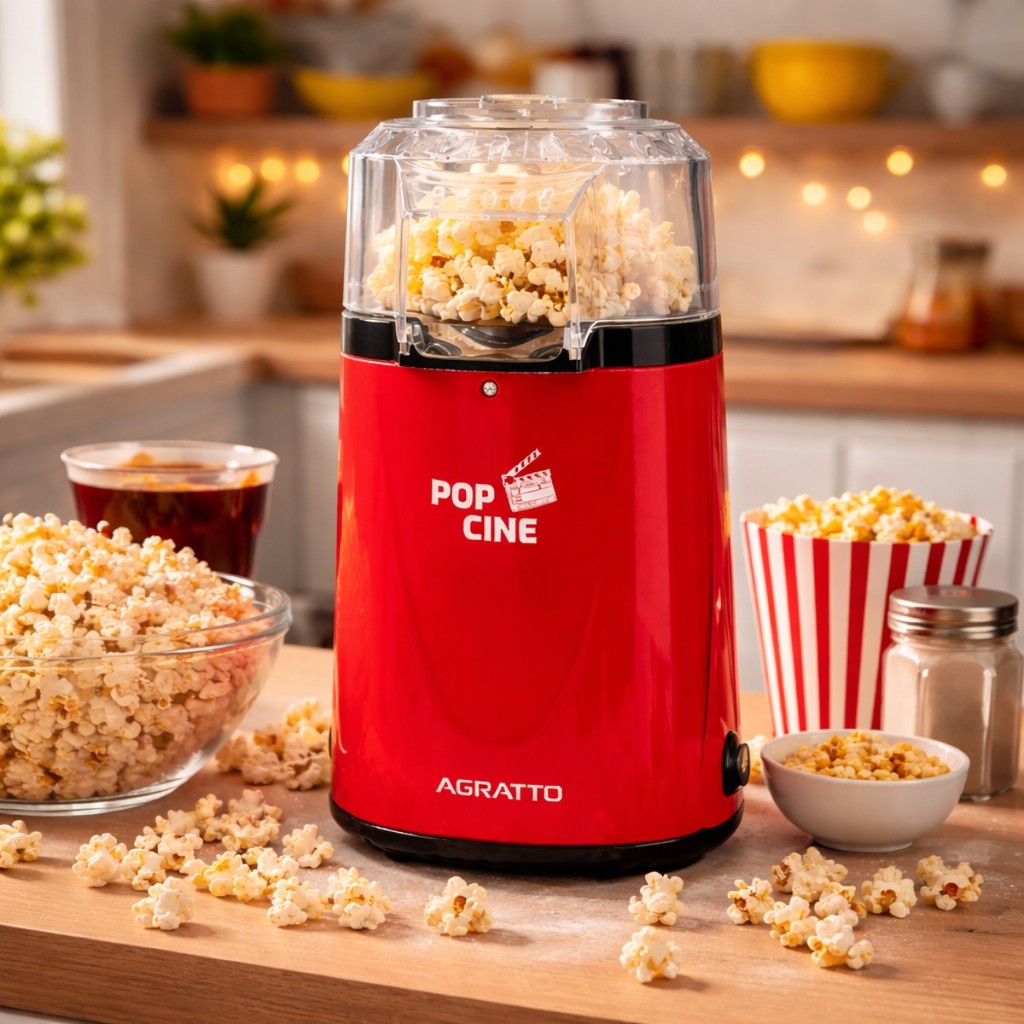 Pipoqueira Pop Cine Vermelha Agratto 127v ou 220v 1200w Cozinha Cinema Pipoca Portatil Pratica