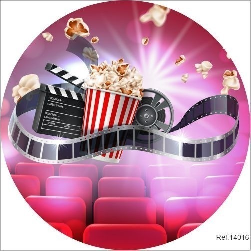 Painel Cinema Redondo Em Tecido 1,50x1,50 C/elástico