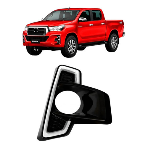 Moldura Milha Hilux Cd Narrow 2018 2019 2020 Black Piano