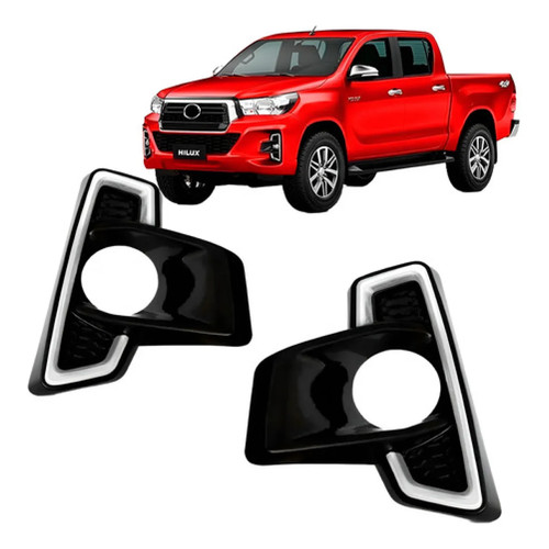 Par Moldura Milha Hilux Cd Narrow 2018 2019 2020 Black Piano