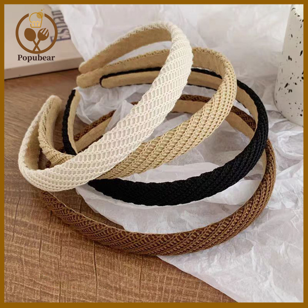 Hair Band Anti Slip Headband Women’s Anti-slip Knitted with Sponge Padding – Narrow Edge Hoop for Broken Fixing Hand