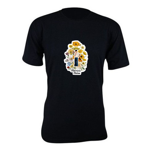 Camiseta camisa estampa Harry Styles Flowers House basica unissex manga curta