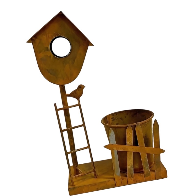 Alilin Porch Flower Bird House Com Telhado De Metal E Base Redonda