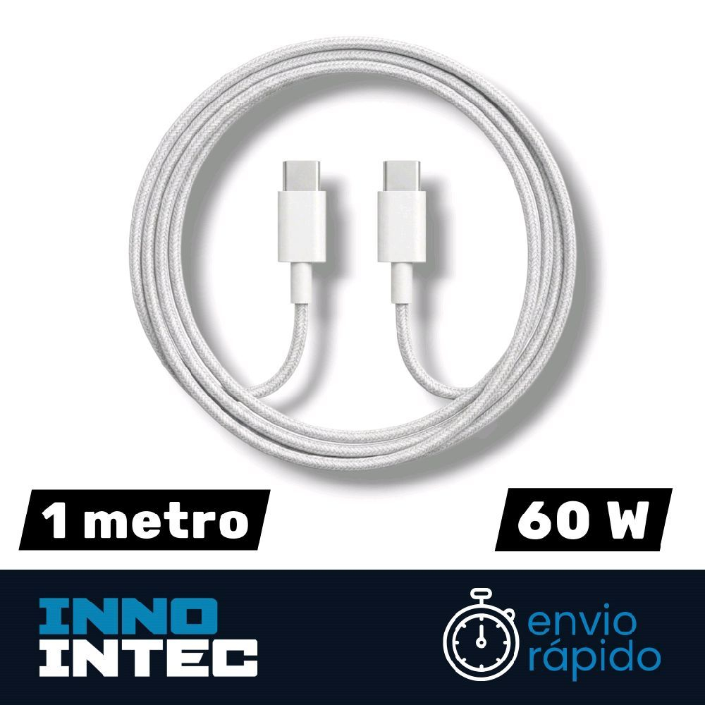 Cabo USB-C para USB-C Turbo 60W/5A - Compatível iPhone 15 16, Samsung S23 S24 Ultra, iPad e Notebook - Reforçado