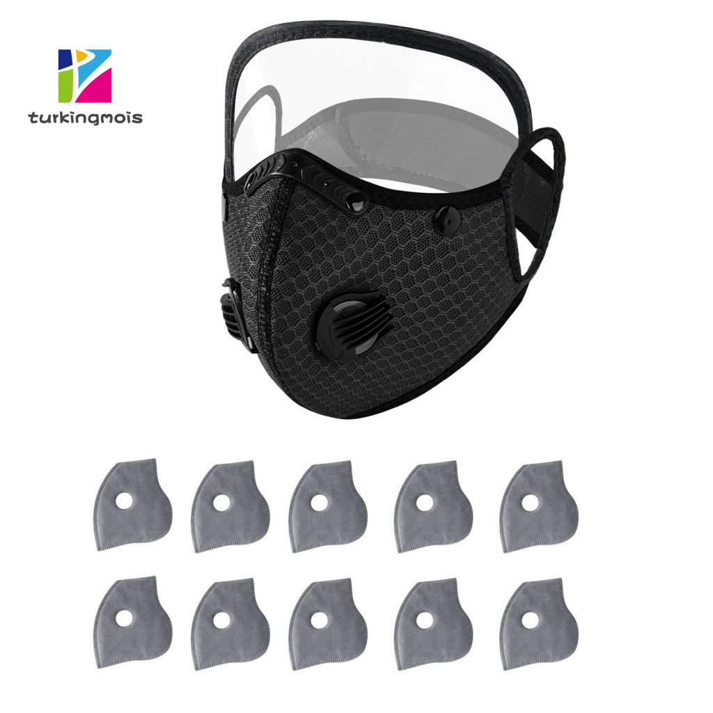 Face Protection Mask Adjustable Reusable 6-layer Carbon Filter Dust with Goggles Valve Eye Shield – Protective 10 for